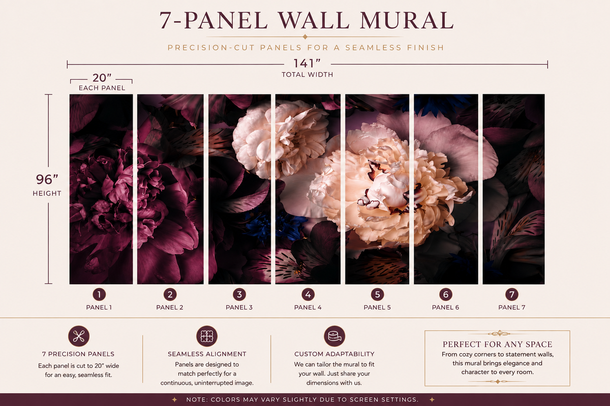 Midnight Bloom — 3D Floral Wall Mural