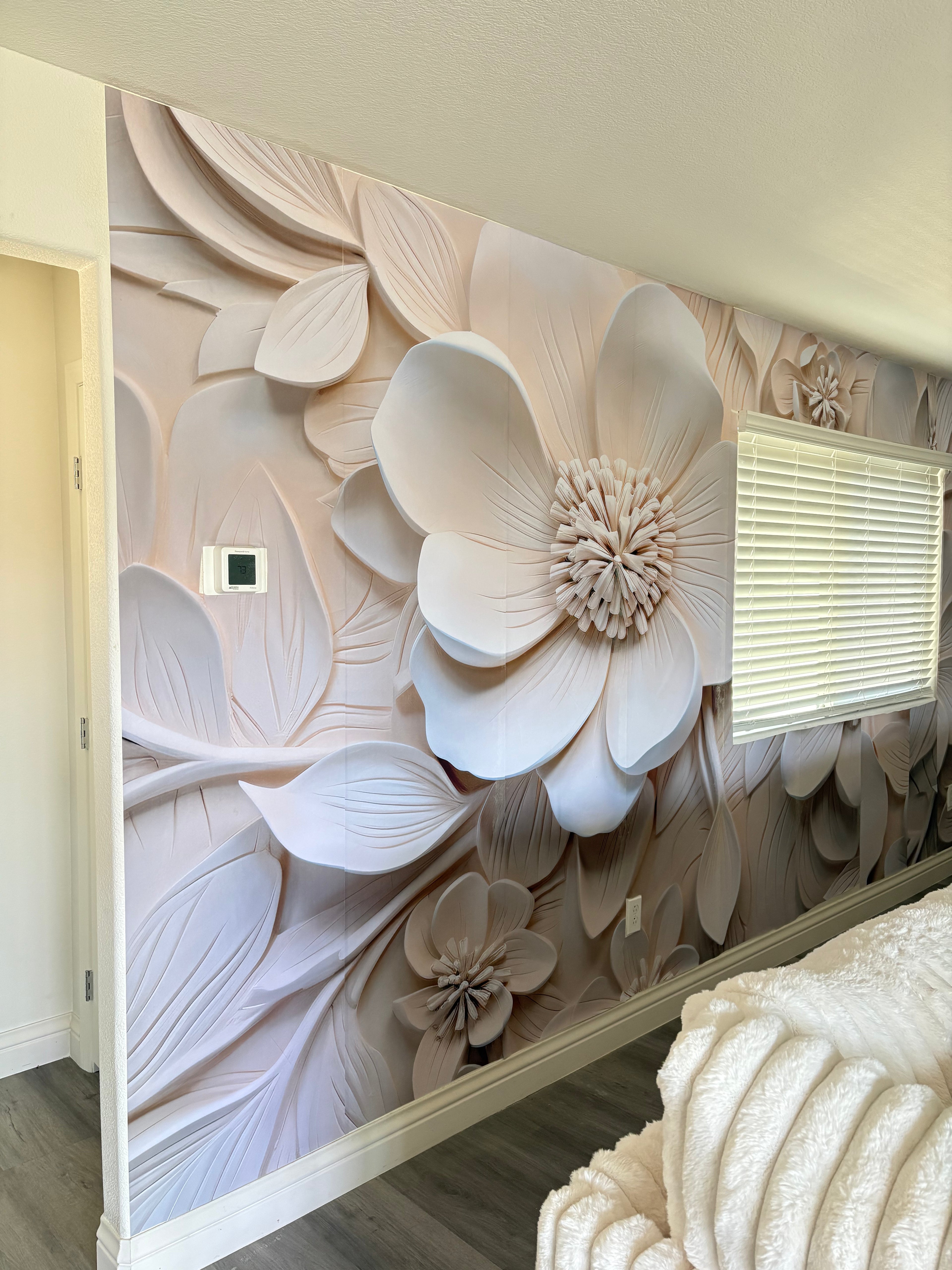 Ivory Bloom- 3D Floral Wall Mural