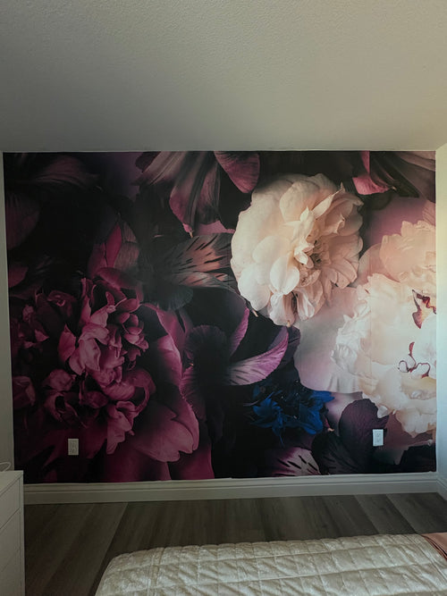 Midnight Bloom — 3D Floral Wall Mural